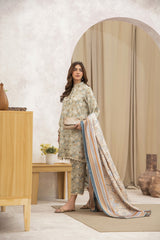 Meerak 3 Piece Emb Khaddar Suit-Frost Flower