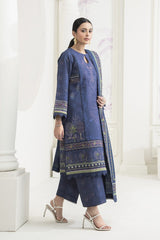 Meerak 3 Piece Emb Khaddar Suit-Sapphire