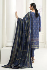 Meerak 3 Piece Emb Khaddar Suit-Sapphire