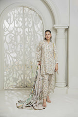 Meerak 3 Piece Emb Khaddar Suit-Winter Leaf