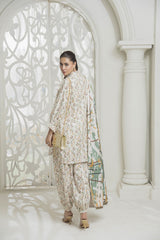 Meerak 3 Piece Emb Khaddar Suit-Winter Leaf