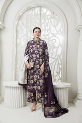 Meerak 3 Piece Emb Khaddar Suit-Twilight Lace