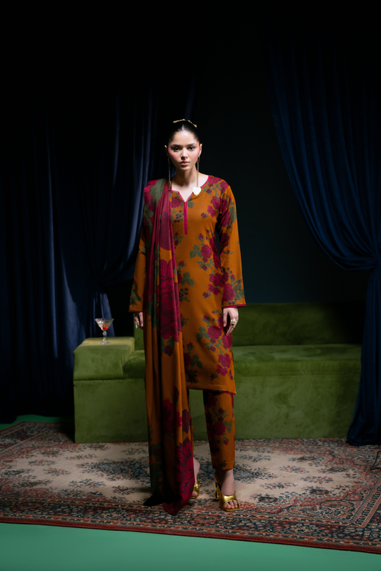 Feathers Unstitched 3 Piece Winter Collection-MEHRUNISA-FT418