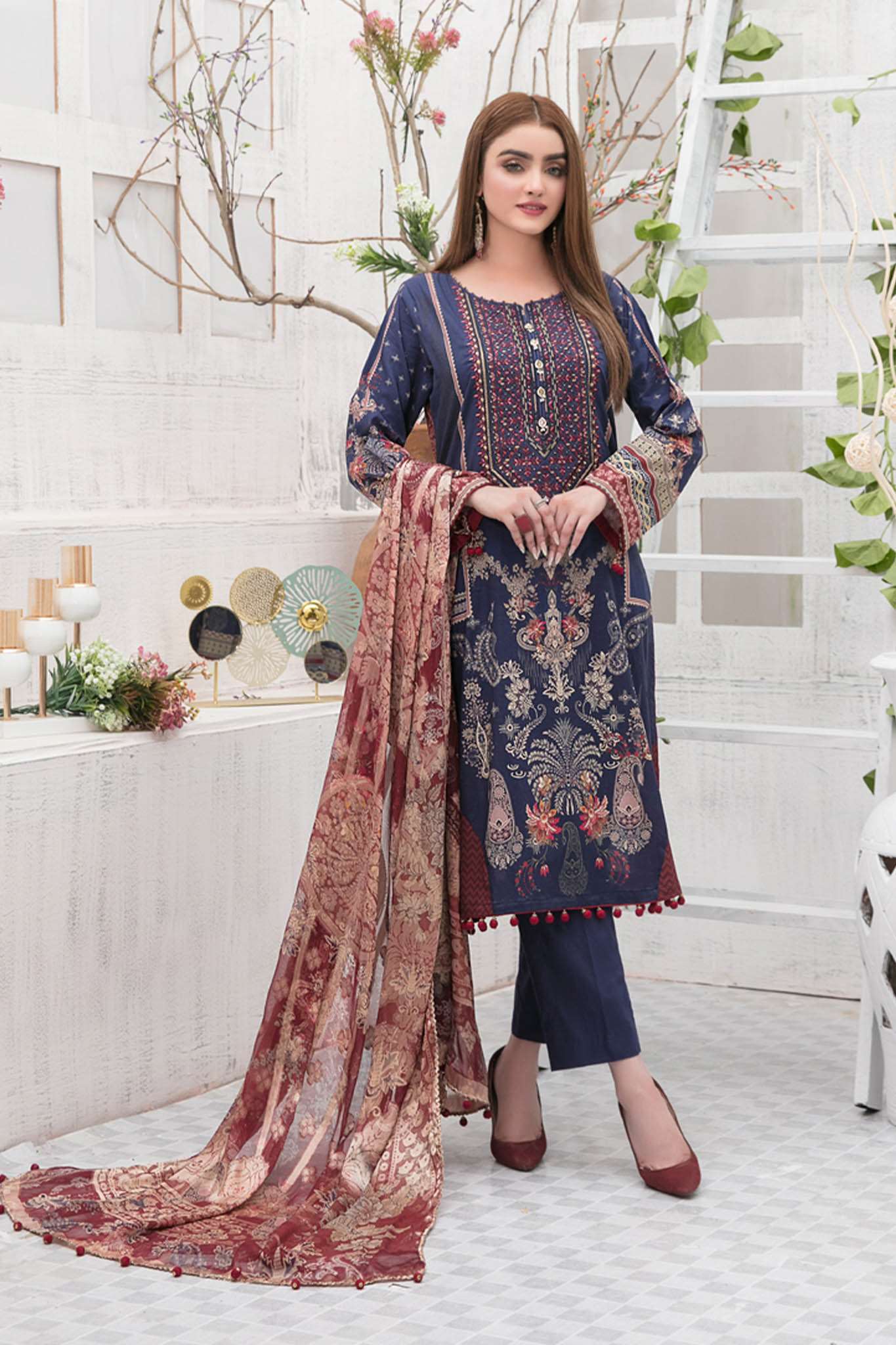 Amelia by Tawakkal Unstitched 3 Piece Lawn Collection'2022-A-7346