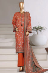 Sada Bahar Stitched 3 Piece Khaddar With Shimmer Vol-02 Collection'2025-KP-PR-7550-Orange