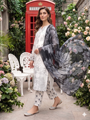 Dr Print 17 By Dr Haris Unstitched 3 Piece Lawn Suit-DPR-0158