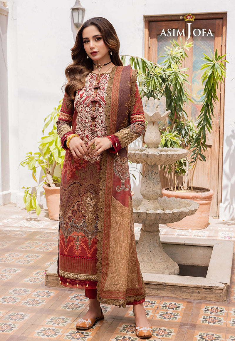 Asim Jofa Rania Pre-Winter '23 Ajrw-01 Embroidered Premium Winter Cotton 3 Pcs