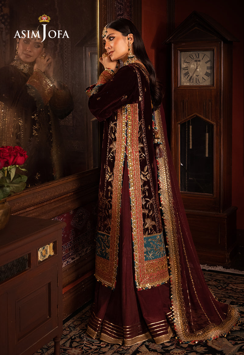 Asim Jofa Designers Limited Edition Ajmmd-09 Embroidered Velvet 3 Pcs
