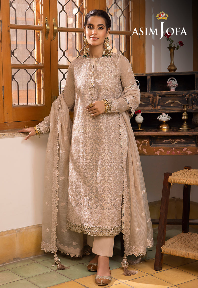 Asim Jofa Shadow Work '23 Ajsw-21 Embroidered Cotton Net 3 Pcs