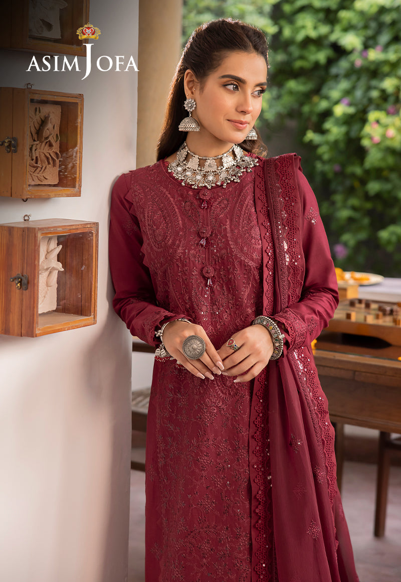 Asim Jofa Shadow Work '23 Ajsw-02 Embroidered Poly Viscose 3 Pcs
