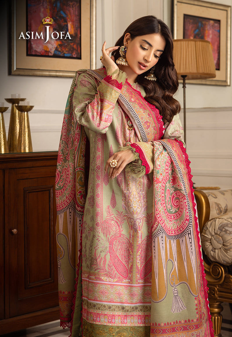 Asim Jofa Aira & Asra Pret Ajiwp-08 Embroidered Karandi Stitched 3 Pcs
