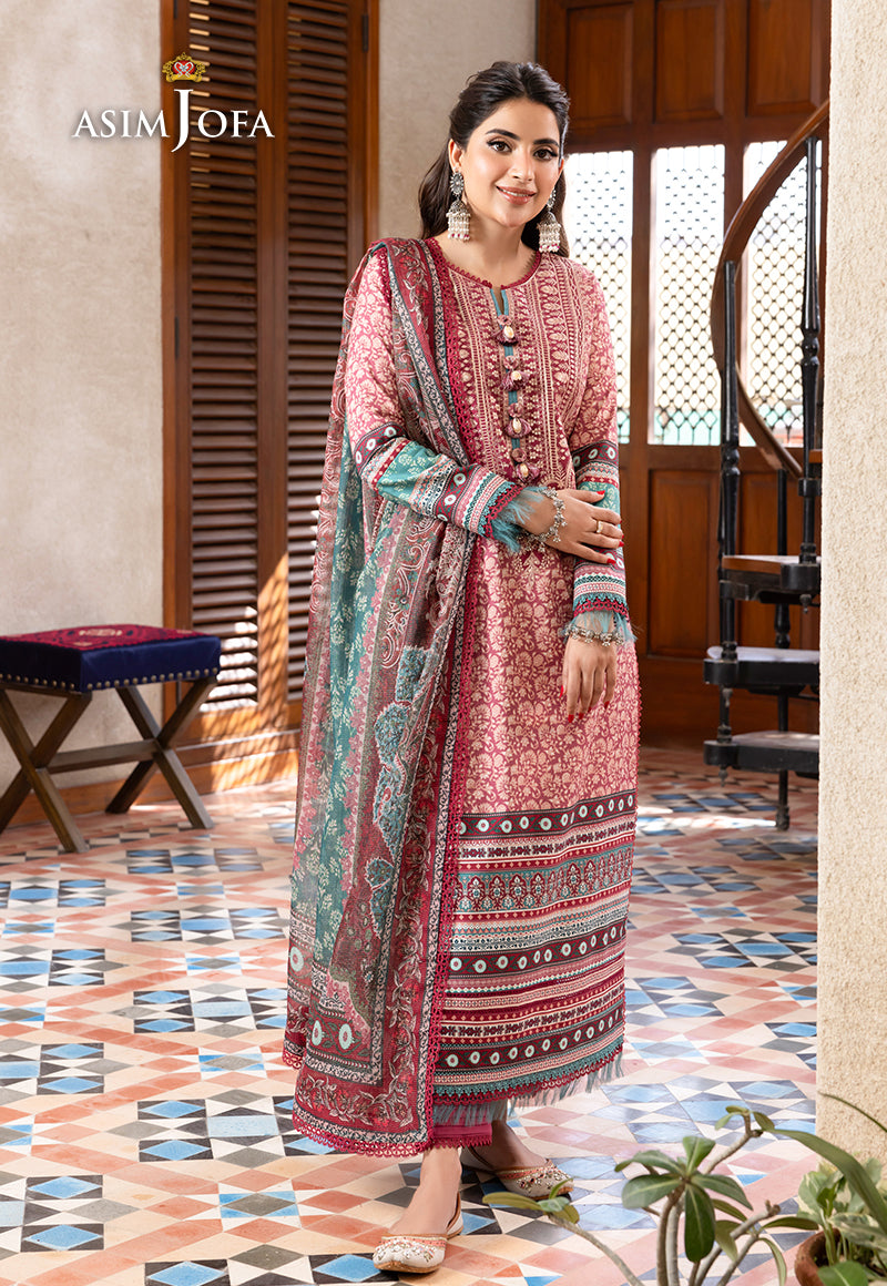 Asim Jofa Rania Pre-Winter '23 Ajrw-07 Embroidered Premium Winter Cotton 3 Pcs