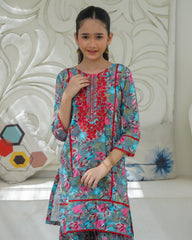 Khanak Stitched Kids-Pink Multi Embroidered Gharara KST 196