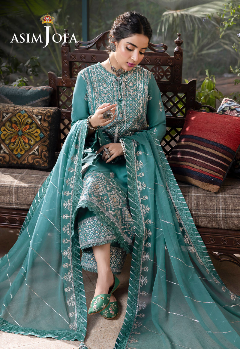 Asim Jofa Shadow Work '23 Ajsw-28 Embroidered Lawn Silk 3 Pcs