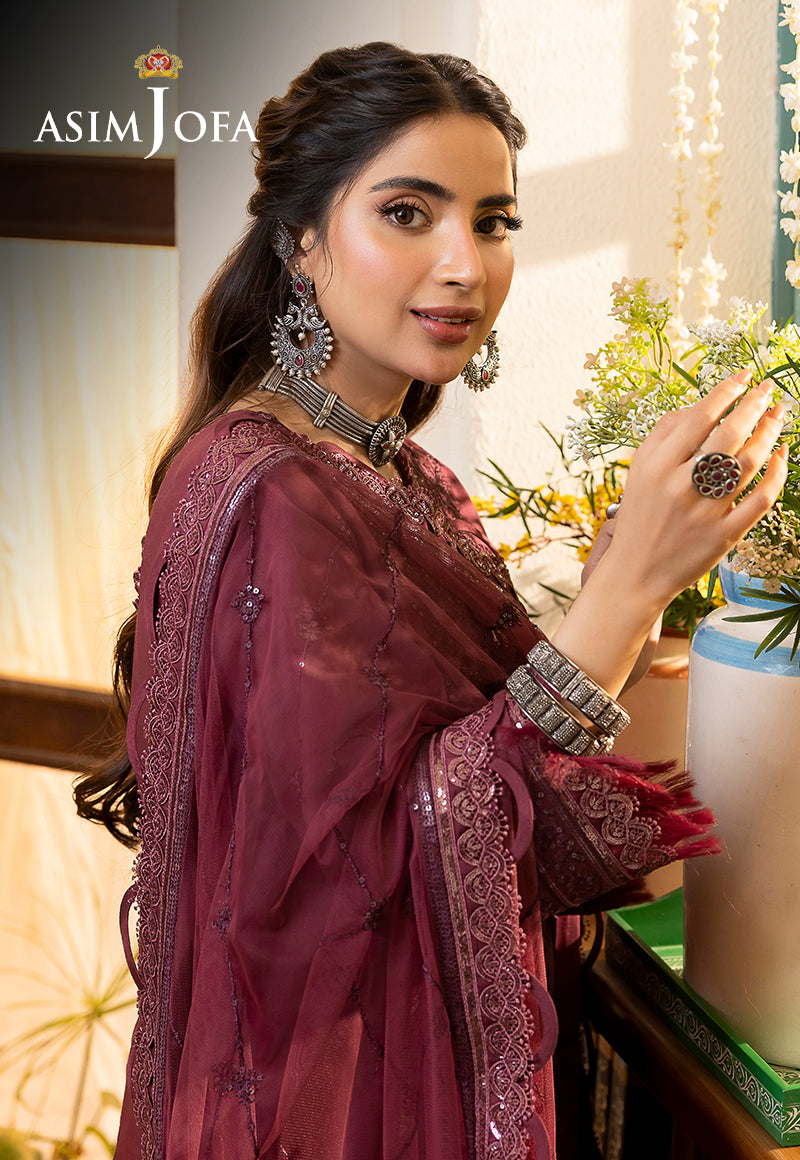 Asim Jofa Shadow Work '23 Ajsw-10 Embroidered Lawn Silk 3 Pcs