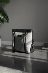 Fineur black jute tote bag with sturdy shoulder straps