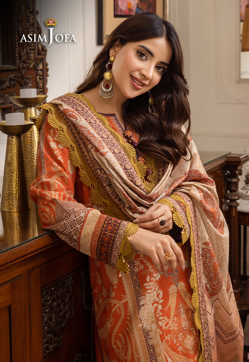 Asim Jofa Aira & Asra Pret Ajiwp-12 Embroidered Khaddar Stitched 3 Pcs