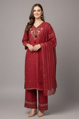 Amna Ali Nawaz Stitched 3 Piece Emb Cotton Suit-8007