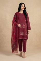 Amna Ali Nawaz Stitched 3 Pc Embroidered Suit - 8026 - (Cotton Silk With Monarch Dupatta)