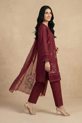 Amna Ali Nawaz Stitched 3 Pc Embroidered Suit - 8026 - (Cotton Silk With Monarch Dupatta)