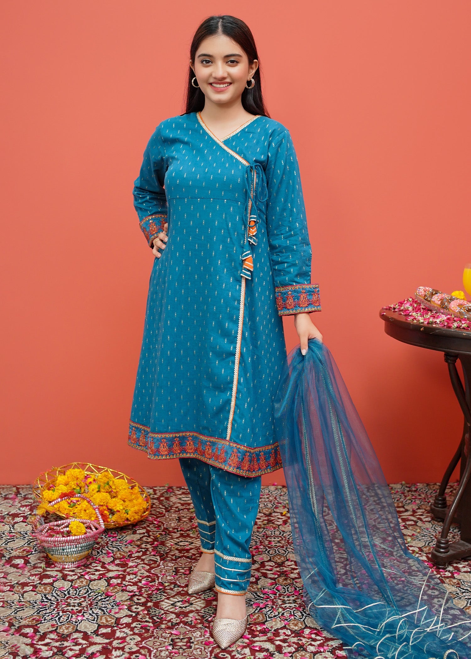 Modest Stitched 3 Piece Festive Emb Cotton Collection'2024-D-8375