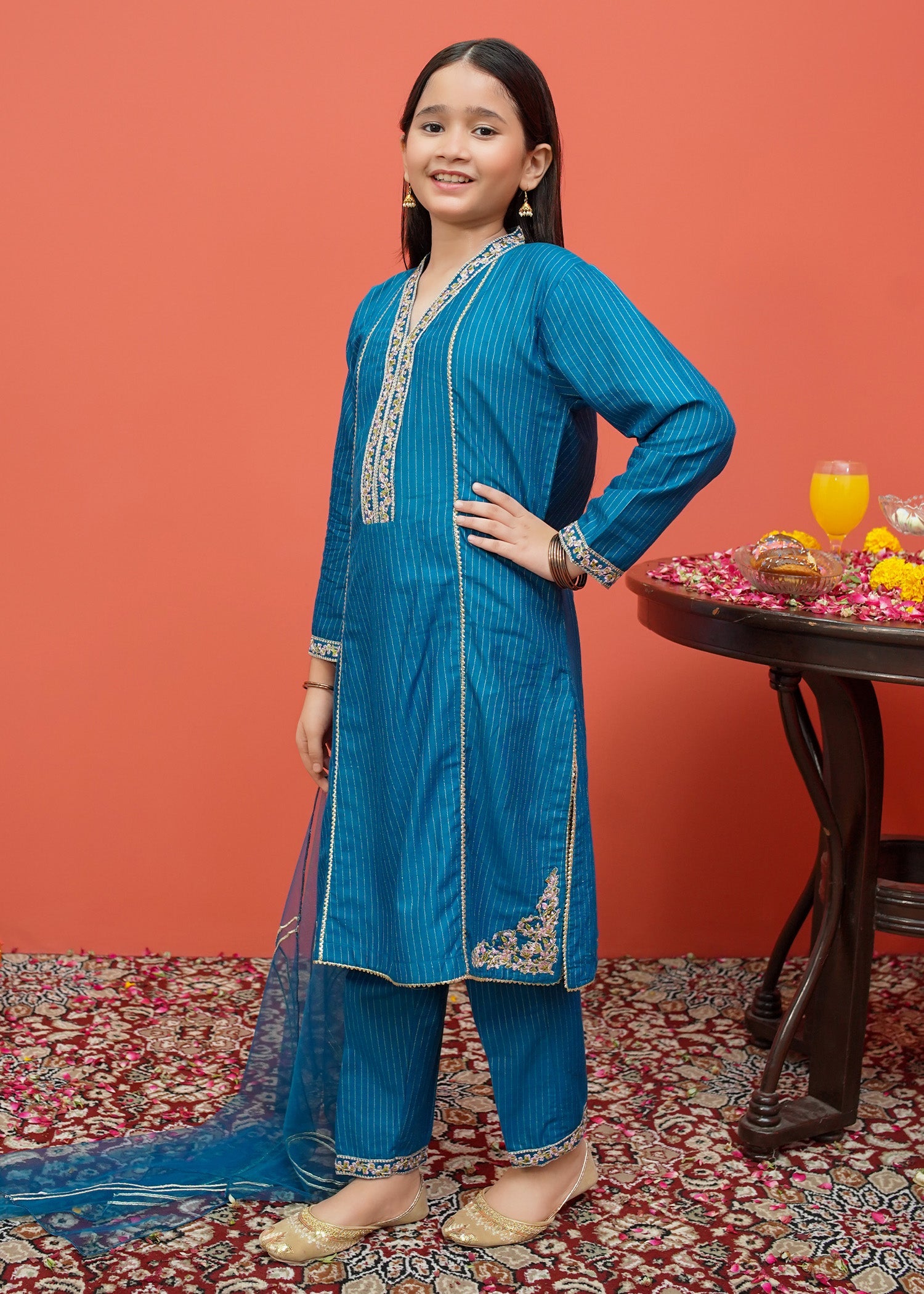 Modest Stitched 3 Piece Festive Emb Cotton Collection'2024-D-8455