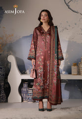Asim Jofa Unstitched 3 Piece Charmeuse Silk Edit Suit-AJCS-02