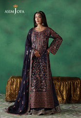 Asim Jofa Unstitched 3 Piece Wedding Festive Suit-AJULN-13 Embroidered Javeria Net Unstitched 3 Pcs