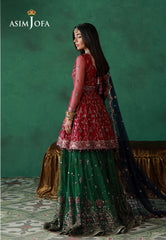 Asim Jofa Unstitched 3 Piece Wedding Festive Suit-AJULN-08 Embroidered Net Unstitched 3 Pcs
