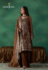 Asim Jofa Unstitched 3 Piece Wedding Festive Suit-AJULN-10 Embroidered Net Unstitched 3 Pcs