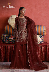 Asim Jofa Unstitched 3 Piece Wedding Festive Suit-AJULN-11 Embroidered Two Toned Cotton Silk Unstitched 3 Pcs