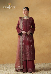 Asim Jofa Unstitched 3 Piece Wedding Festive Suit-AJULN-07 Embroidered Cotton Silk Unstitched 3 Pcs