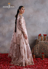 Asim Jofa Unstitched 3 Piece Wedding Festive Suit-AJULN-15 Embroidered Zari Tissue Net Unstitched 3 Pcs