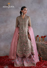 Asim Jofa Unstitched 3 Piece Wedding Festive Suit-AJULN-02 Embroidered Javeria Net Unstitched 3 Pcs