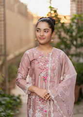 Manzar By Al Harir Stitched 3 Piece Kids Summer Suit-AH017-TEA PINK
