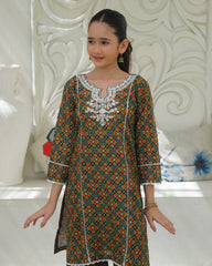 Khanak Stitched Kids-Black Multi Embroidered Gharara KST 197