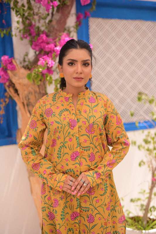 Noor E Gul By Tehzeeb Threads Floral Collection-Soft Lawn Stitched 2 Piece (Shirt/Trouser)-TF-10