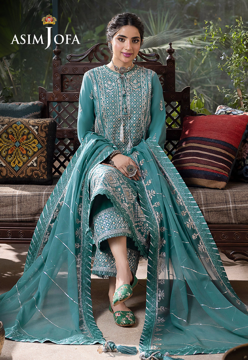 Asim Jofa Shadow Work '23 Ajsw-28 Embroidered Lawn Silk 3 Pcs