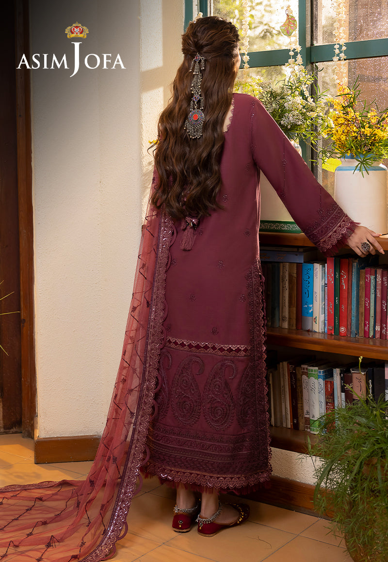 Asim Jofa Shadow Work '23 Ajsw-10 Embroidered Lawn Silk 3 Pcs