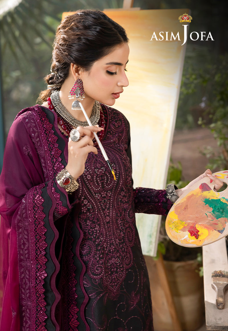 Asim Jofa Shadow Work '23 Ajsw-16 Embroidered Lawn Silk 3 Pcs