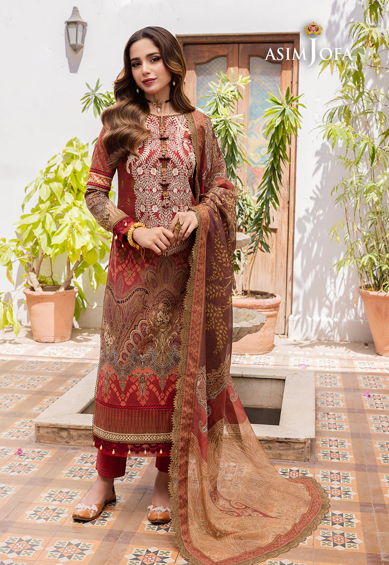 Asim Jofa Rania Pre-Winter '23 Ajrw-01 Embroidered Premium Winter Cotton 3 Pcs
