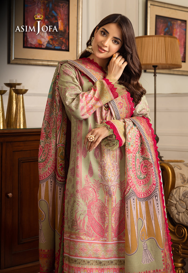 Asim Jofa Aira & Asra Pret Ajiwp-08 Embroidered Karandi Stitched 3 Pcs
