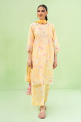 Falling Pretty By Kaanthaa Stitched 3 Piece Summer Suit-Daisy Daze