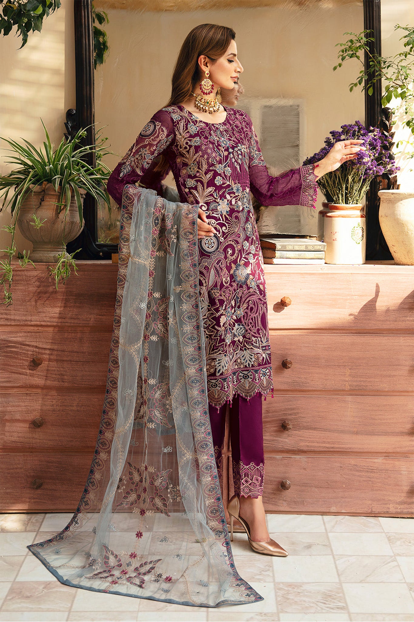 Chevron By Ramsha Unstitched 3 Piece Luxury Chiffon Vol-09 Collection'2024-A-911