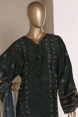 Sada Bahar Stitched 3 Piece Self Lawn Kaftan Suit-PR-921-Kai Green