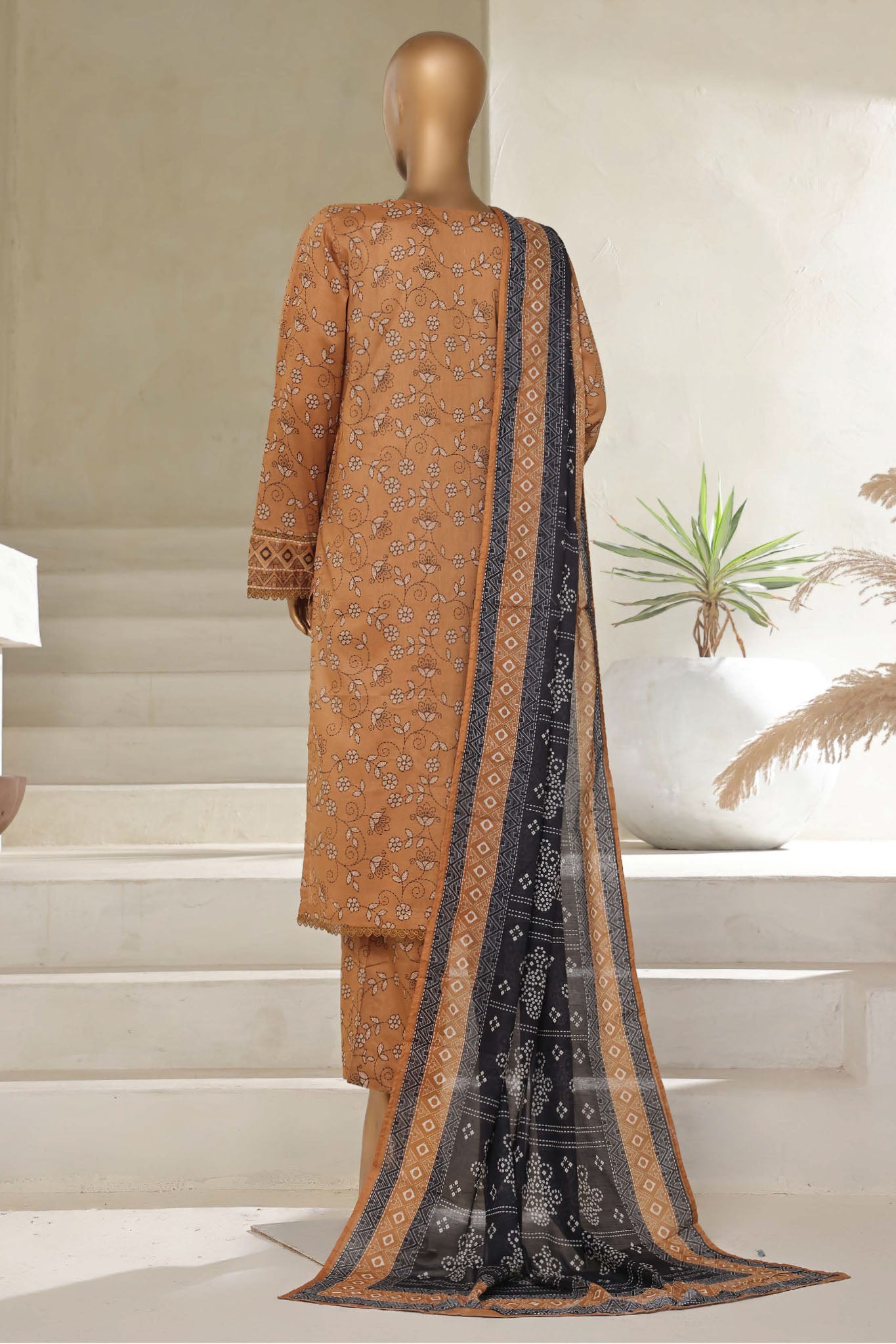 Sada Bahar Stitched 3 Piece Printed Lawn Vol-05 Collection'2025-PR-9557-Brown