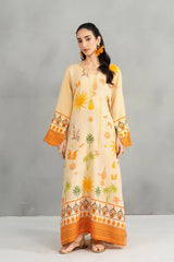 Panache Apparel-Stitched Summer Kaftan-Yellow Bloom