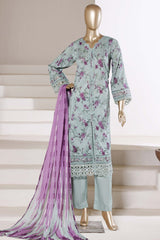 Sada Bahar Stitched 3 Piece Festive Emb Lawn With Fancy Dupatta Vol-02 Suit-EMB-981-PISTA