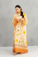 Panache Apparel-Stitched Summer Kaftan-Yellow Bloom