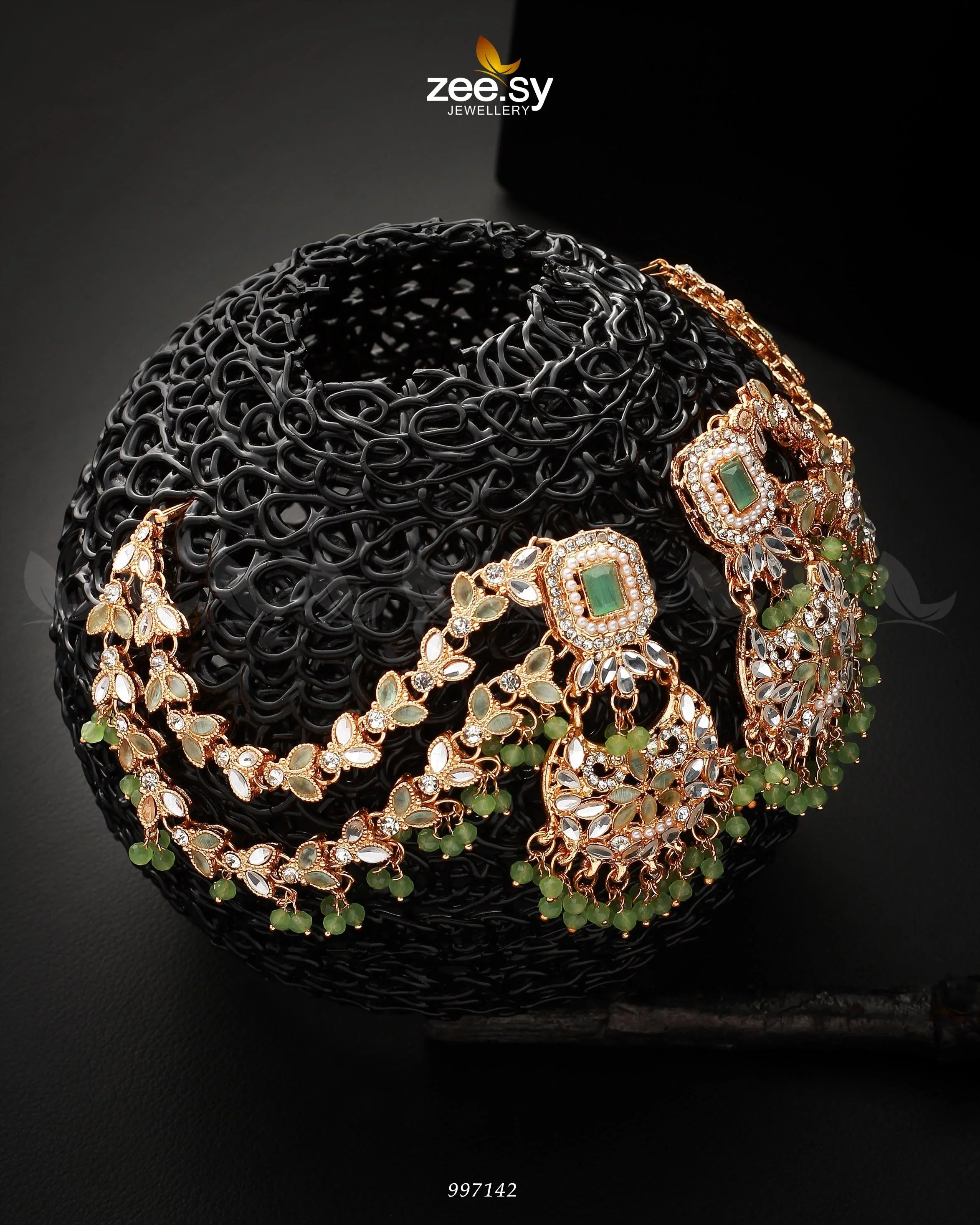 Florendil Earrings Golden Mint Green - Zeesy Jewellery